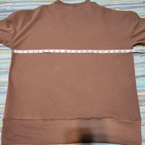Women's Brown Long Sleeve Dropped Shoulder Crewneck Pullover Sweatshirt Size L - Picture 9 of 13